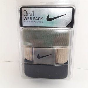 Nike web belts OS to 42" olive, khaki, black NIP
